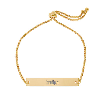 Adjustable Flat Bar Heathen Engraved Bracelet