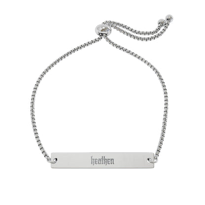 Adjustable Flat Bar Heathen Engraved Bracelet